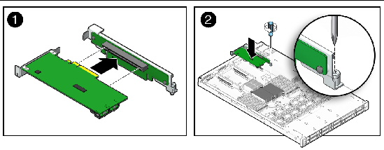 Figure showing how to install a PCIe card.