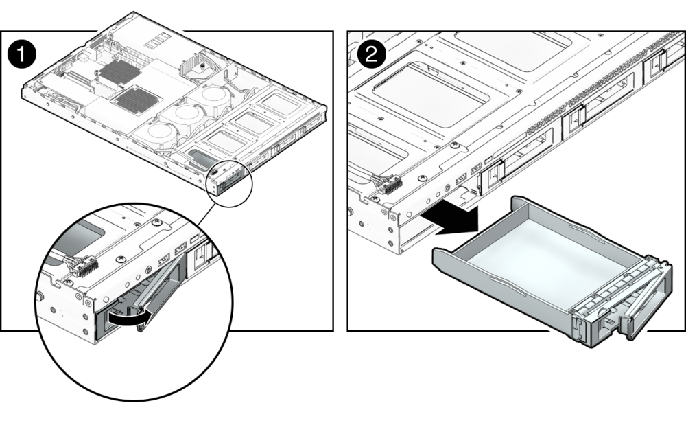 image:An illustration that shows how to remove a removable hard drive filler.