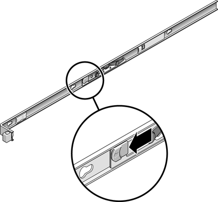 Figure showing the release button in the inside center of the mounting bracket