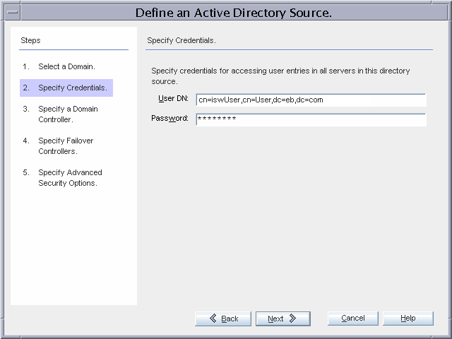 Credentials for the Active Directory Domain