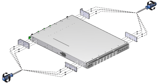 image:Figure shows the switch chassis brackets being removed