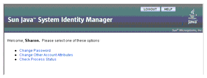 Identity Manager 使用者介面提供使用者自助式的選擇。