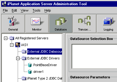 Select the External JDBC Datasources node , as shown in the following figure: