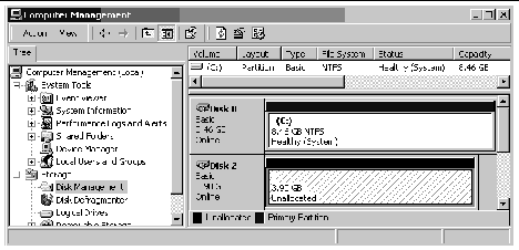 Screen capture showing the Computer Management window.