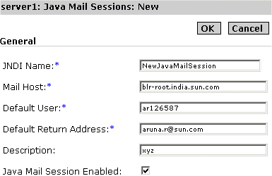 Figure shows how a JavaMail Session is configured.
