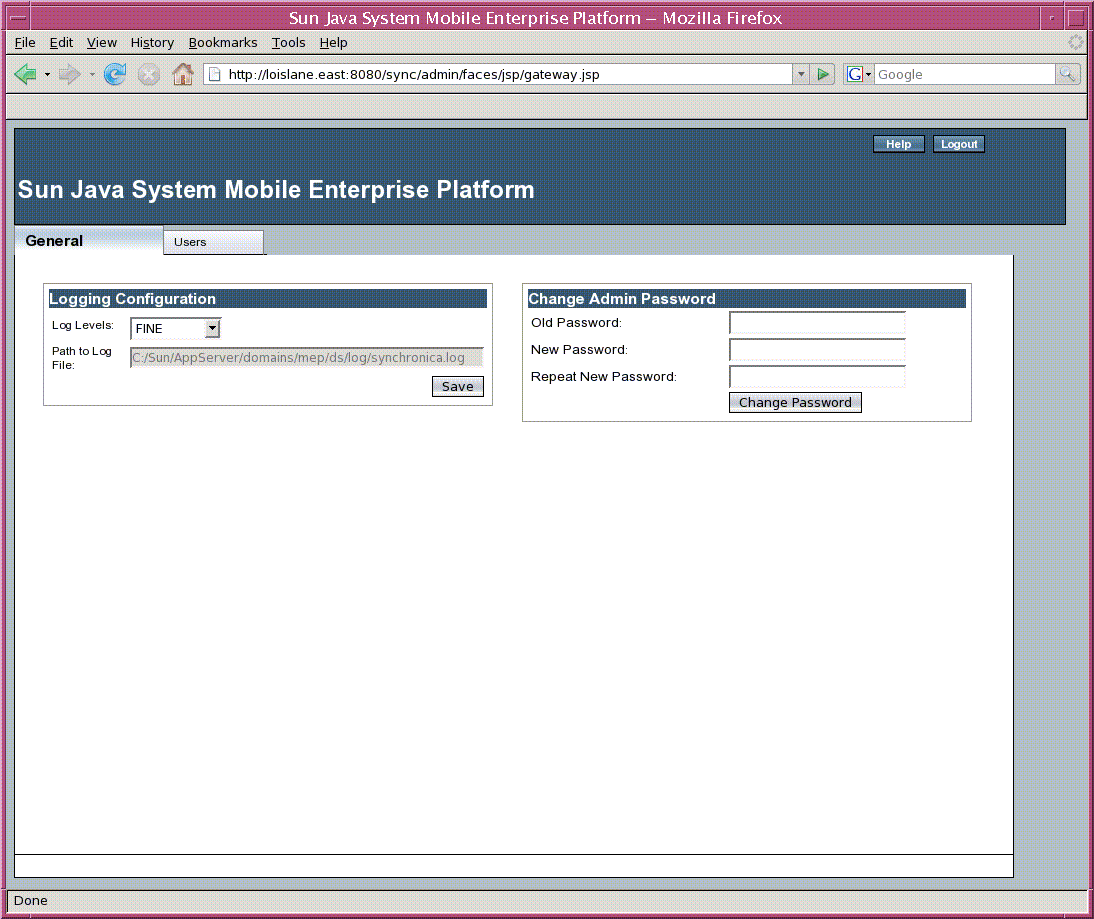 Screen shot of General tab on Enterprise tier