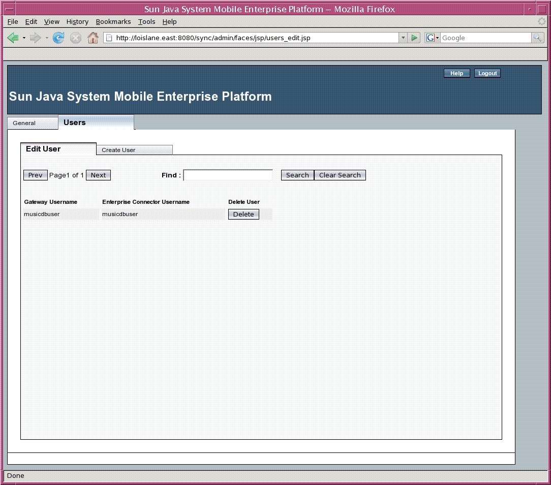 Screen shot of Edit User sub-tab of Users tab on Enterprise
Tier