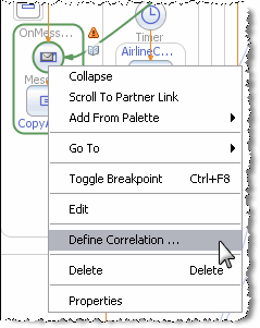 Choose Define correlation in the context menu.