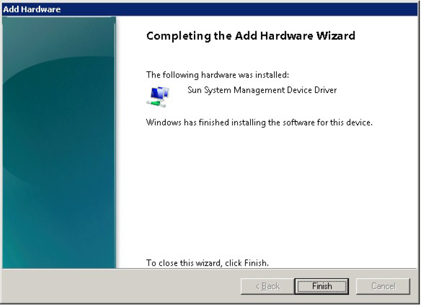image:Hardware Wizard installation complete window.