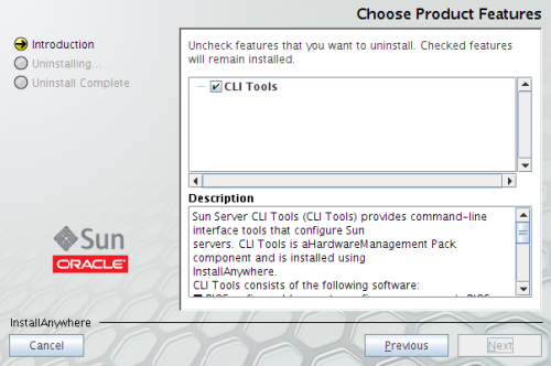 image:Choose Product Features screen