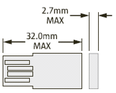 image:An illustration showing the length and thickness specification for the USB flash drive.