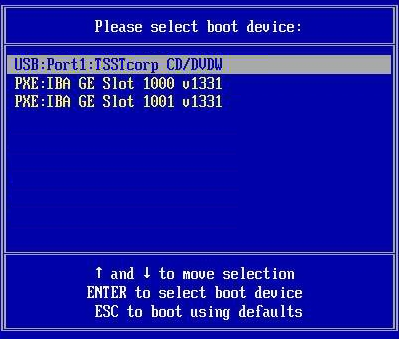 image:Graphic showing boot device selection menu.