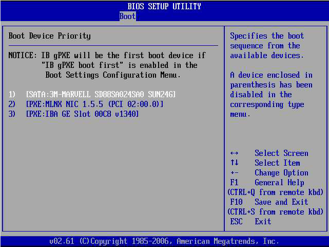 image:Graphic showing BIOS Setup Boot Order Selection Menu.
