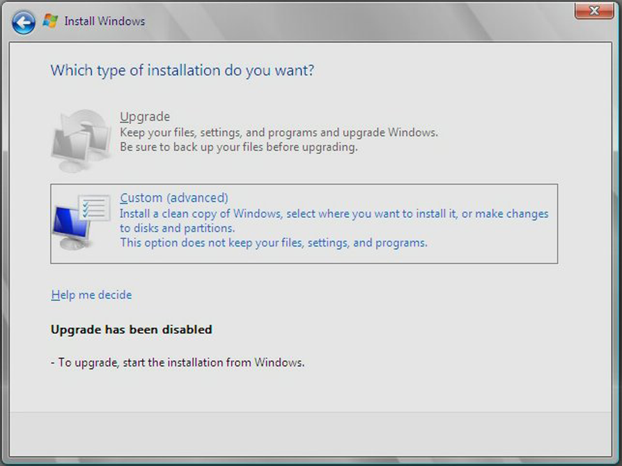 image:Picture of Install Choice dialog box.