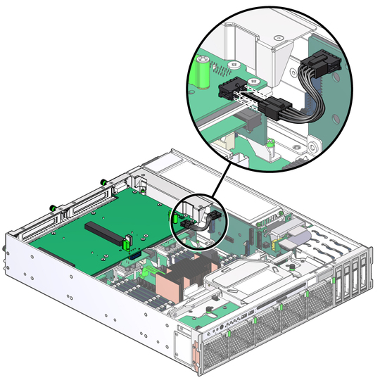 image:The illustration shows installing the PCIe2 mezzanine board.