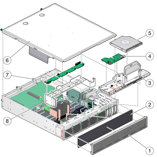 image:This figure shows the illustrated parts breakdown for the server.