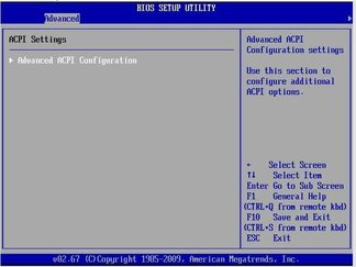 image:Figure showing BIOS Advanced Menu ACPI Configuration screen.