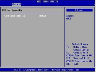 image:Figure showing BIOS Advanced Menu IDE Configuration screen.