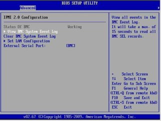 image:Figure showing the BIOS Advanced Menu IPMI 2.0 Configuration screen.