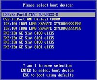 image:Graphic showing the Please Select Boot Device Menu screen.