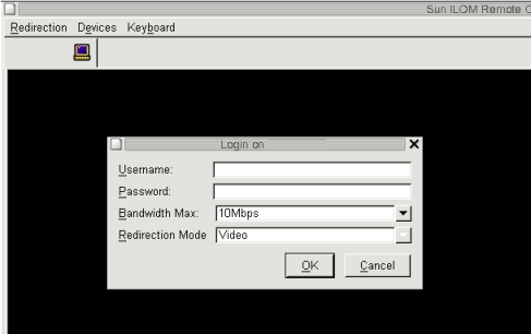 image:Graphic showing the Oracle ILOM Remote Console login dialog box.