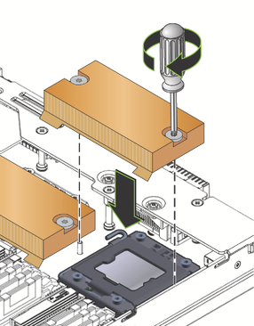image:An illustration showing the installation of the heatsink.