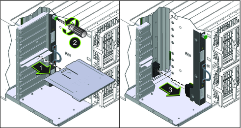 image:An illustration showing how to remove the fan module controller board.