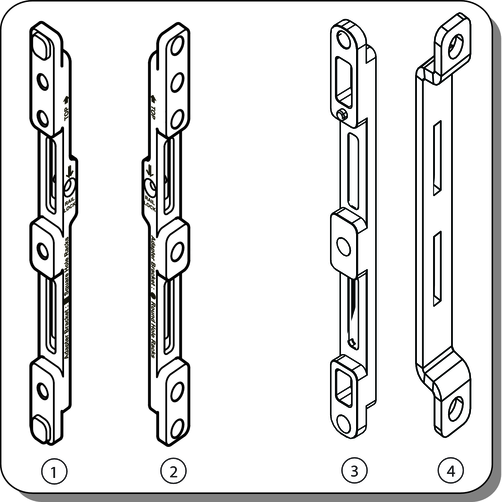 image:Adapter brackets for standard and universal rack mounting kits.