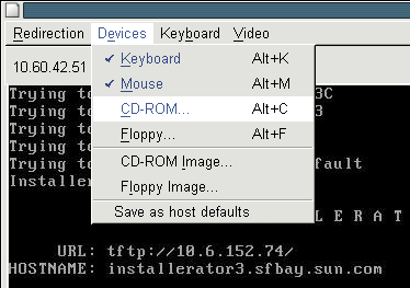 image:Graphic showing Oracle ILOM Remote Console Devices menu.