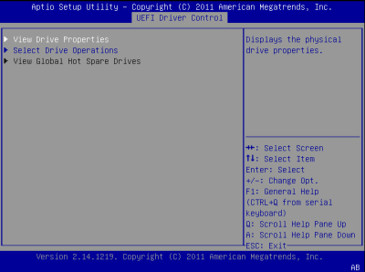 image:This figure shows the BIOS LSI MegaRAID Configuration Utility Virtual Drive Management screen.