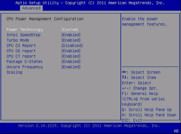 image:This figure shows the Advanced > Processors > CPU Power Management Configuration screen.