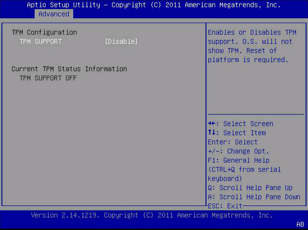 image:This figure shows the TPM Configuration screen.