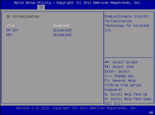 image:This figure shows the IO Virtualization screen.