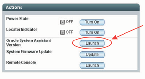 image:A screen capture showing the Actions section of the ILOM Summary screen.