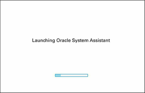 image:A screen capture showing the Launching Oracle System Assistant screen.