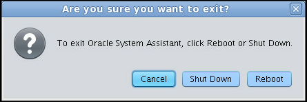image:A graphic showing the Oracle System Assistant Exit screen