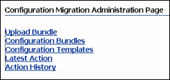 Configuration Migration Administration Page.