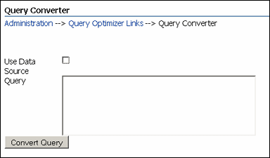 Query Converter screen without data source