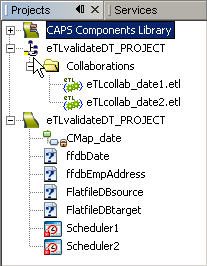 image:Result of importing: Separate projects for Data Integrator and CAPS