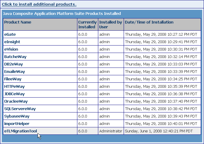 image:Java CAPS Uploader after eTLMigrationTool has been uploaded