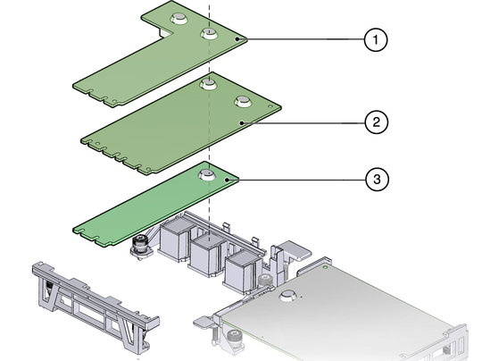 image:Figure shows the connectors to use to install different types of FEM cards.