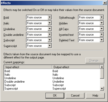 Character Text Effects Dialog