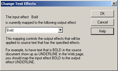 Formatting Character - Change Text Effects Dialog