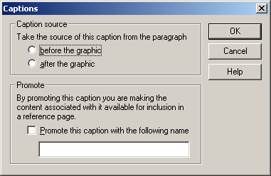 Formatting Graphics - Caption Dialog