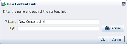 New Content Link dialog