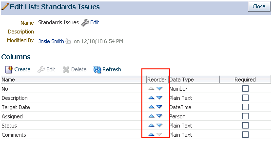Reorder Column icons on Edit List page