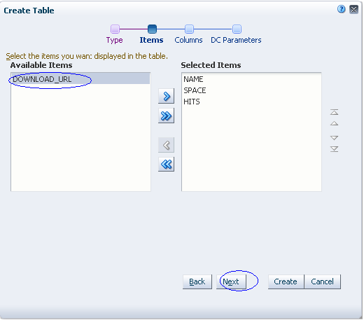 DOWNLOAD_URL item not selected in the Create Table dialog