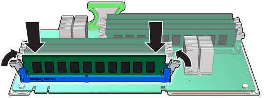 image:The illustration shows installing the DIMM.