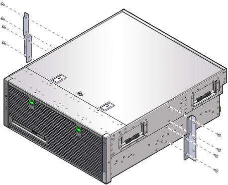 image:Figure showing how to secure the side brackets to the server.