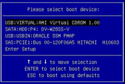 image:Select Boot Device menu in RHEL 5.7 legacy BIOS mode.